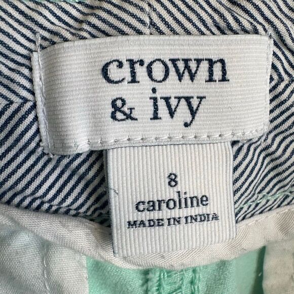 Crown & Ivy Pastel Green Caroline Chino Shorts 8 Preppy Beach Chic Resortwear - Picture 7 of 10
